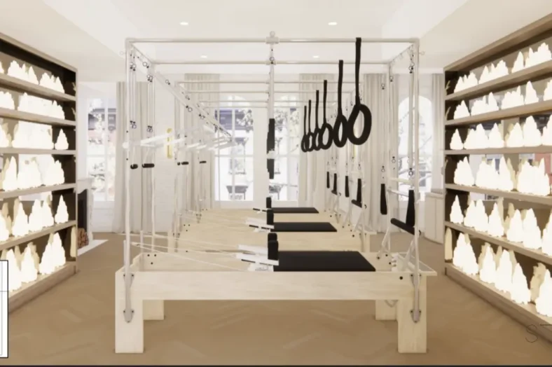 Rendering of a room in Reforming Pilates' upcoming NYC studio